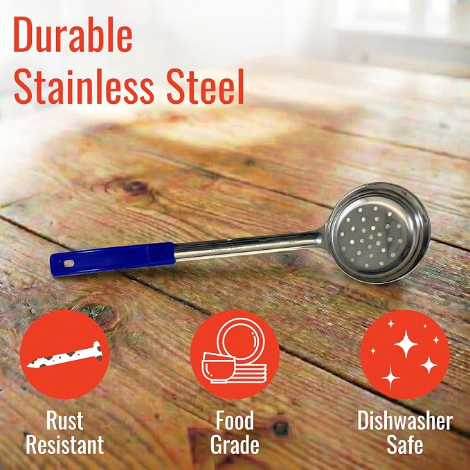 8 Ounce Slotted Stainless Steel Portion Control Ladle Spoon - Image 4