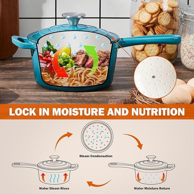 Homikit Cast Iron Sauce Pan, 2 Quart Enameled Cast Iron Saucepan - Image 4