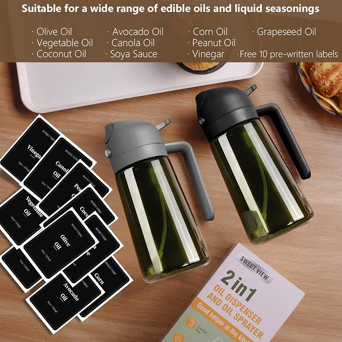 SWEET VIEW - Olive Oil Sprayer for Cooking, 16oz/470ml Glass Light-Proof Oil - Image 8