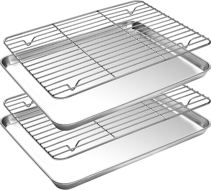CEKEE Baking Sheet and Cooling Rack Set, Non Toxic & Heavy Duty & Easy Clean by CEKEEBakingEasilyHappily