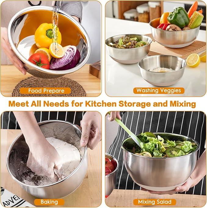 CHAREADA Mixing Bowls with Airtight Lids, Size 4.5, 0.7 qt, Fit - Image 7