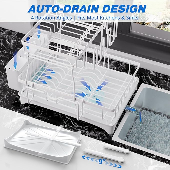 Godboat Dish Drying Rack, 2-Tier Dish Rack - Image 3
