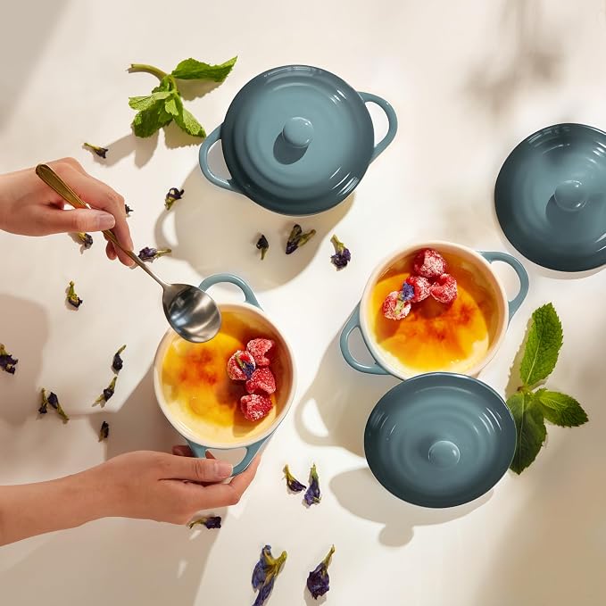 Kook Ceramic Mini Cocotte Set, Small Casserole Dishes - Image 4