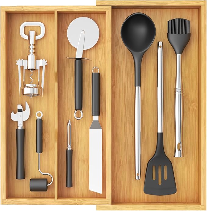 Lifewit Utensil Organizer for Kitchen Drawer, Expandable Cooking Utensil Tray by Lifewit
