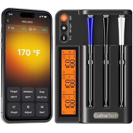 750ft Wireless Meat Thermometer Long Range by CulinaTech
