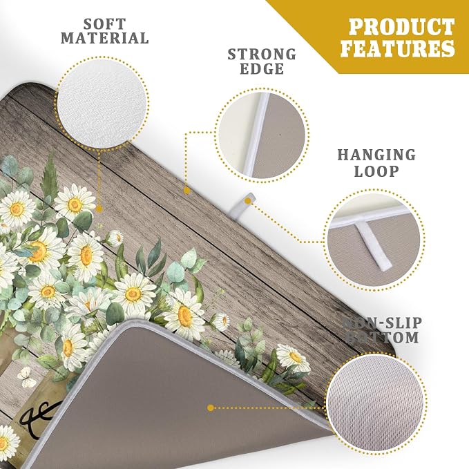 Flower Vase Dish Drying Mats 18×24 Inch Rustic Wood Reversible Microfiber - Image 4