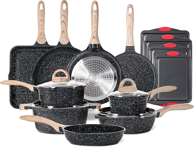JEETEE 36Pcs Pots and Pans Set Non Stick, Cookware Set Non toxic Kitchen by JEETEE