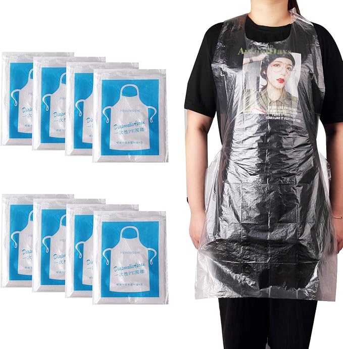 JIAKAI 23 x 37 inches Clear Polyethylene Waterproof Disposable Aprons - Image 5