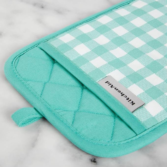 KitchenAid Gingham Pot Holder 2-Pack Set, Aqua Sky - Image 3