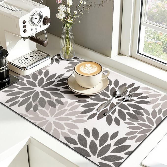 Findosom Floral Dish Drying Mat, Cuttable Drying Mat - Image 6