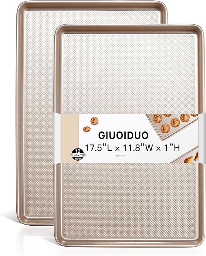 GIUOIDUO 2 Pack Half Sheet Baking Pans, Commercial Quality Baking Sheet Pan Set by GIUOIDUO