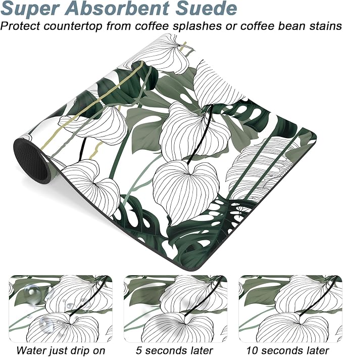 Rnivvi Coffee Mat, Hide Stain Rubber Backed Absorbent Dish Drying Pad - Image 3