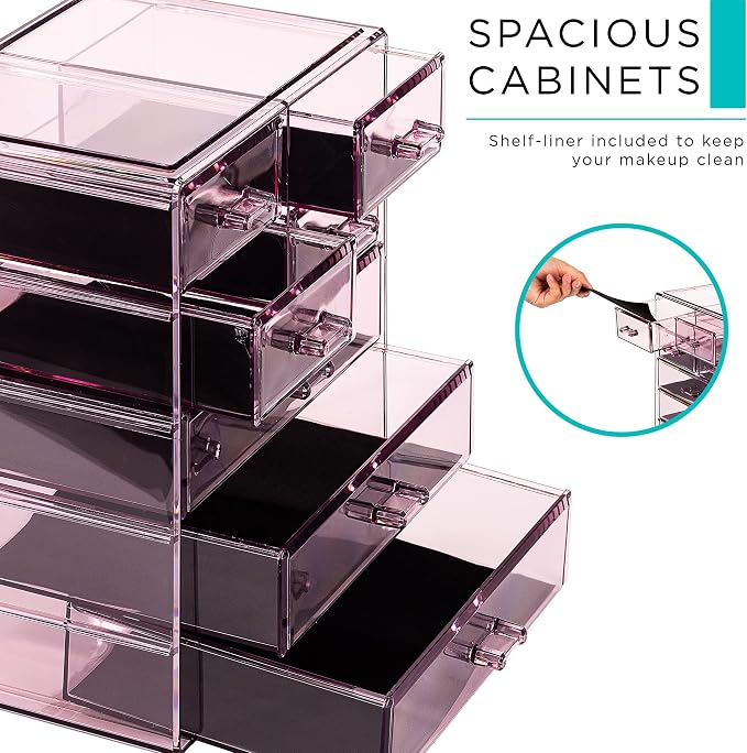 Sorbus Acrylic Makeup Organizer Set, 7-Drawer Vanity & Countertop Cosmetic - Image 5