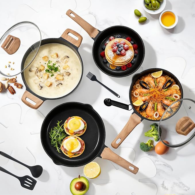 NEWBULIG 25-Piece Nonstick Cookware Set, Granite Pots and Pans - Image 7