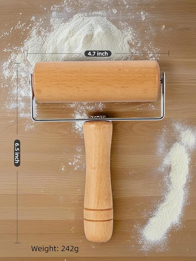 Pizza Rolling Pin, Small Rolling Pin, Non-Stick Wooden Dough Roller - Image 2