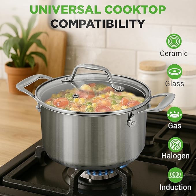 NutriChef 6 Quart Stainless Steel Stock Pot - Image 3