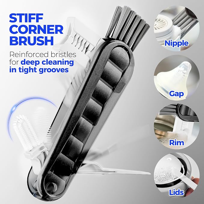 Holikme 6 Pack Bottle Brush Set, 3 Straw Brushes, 3-in-1 Bottle Cleaning Brush - Image 3