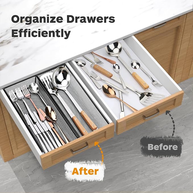 Smgmg Silverware Drawer Organizer, 2 Pack 14.7" X 6.1" X 2" Utensil Organizer - Image 4
