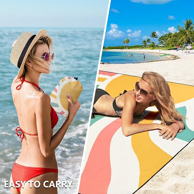 HIHOHO Beach Blanket Waterproof Sandproof Extra Large Beach Mat 79" X - Image 4