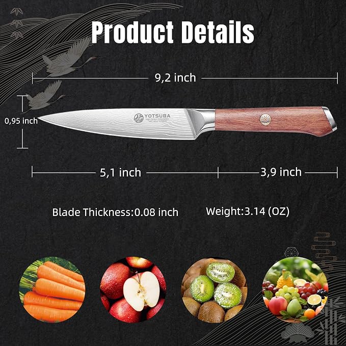 YOTSUBA Japanese Utility Knife, 5 Inch Petty Kitchen Knife, Forged High Carbon - Image 5