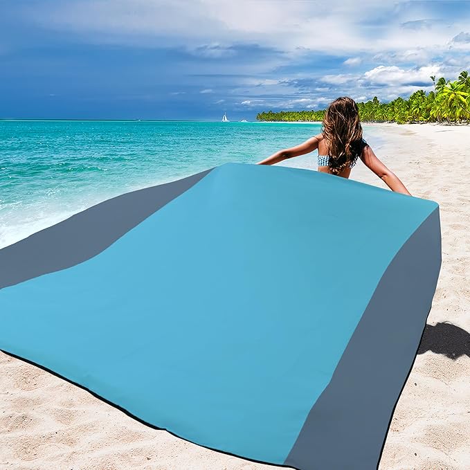 WIWIGO Beach Blanket Waterproof Sandproof Beach Mat 79" X 83"/10'x9'for 2-8 - Image 3