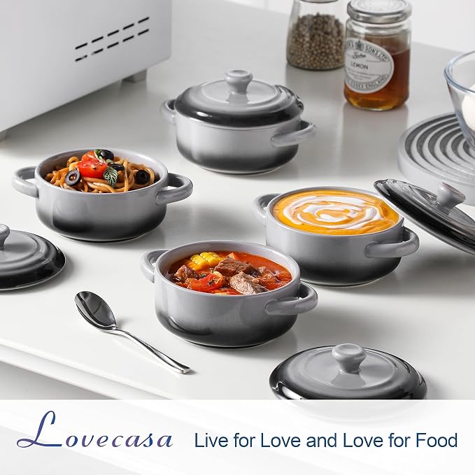 LOVECASA Mini Cocotte with Lid, 12 OZ Small Casserole Dish - Image 2