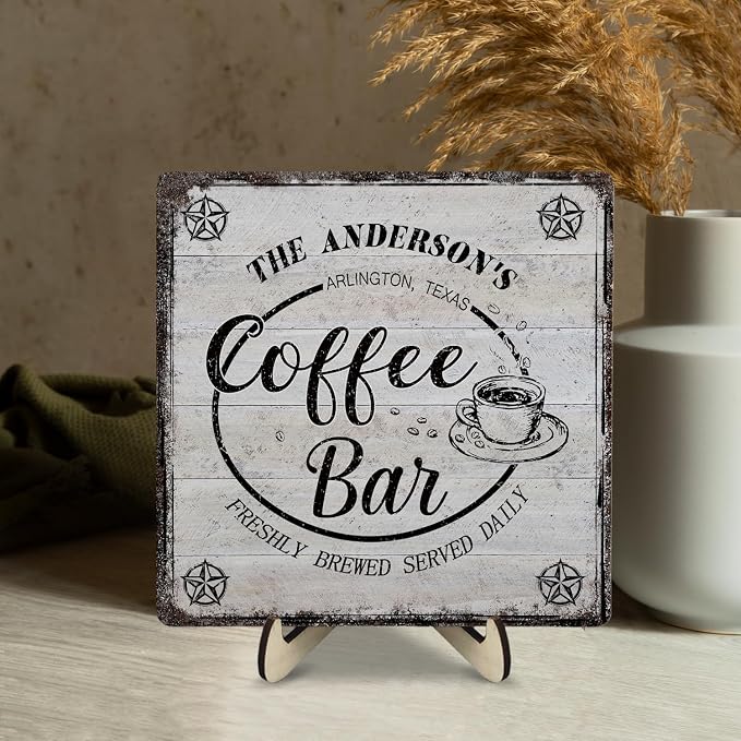 Vintage Coffee Bar Decor Sign, Rustic Wooden Plaque - Image 5