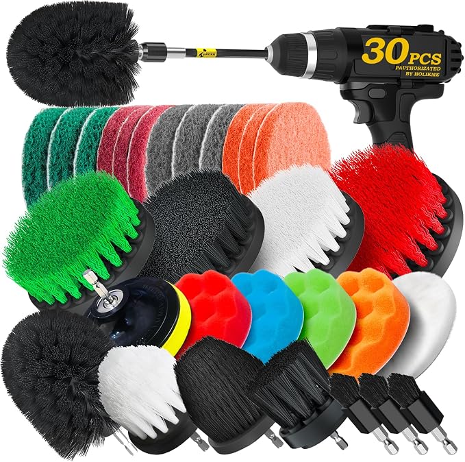 Holikme 30 Piece Drill Brush Set, Scrub Pads Scrubber Brush by Holikme