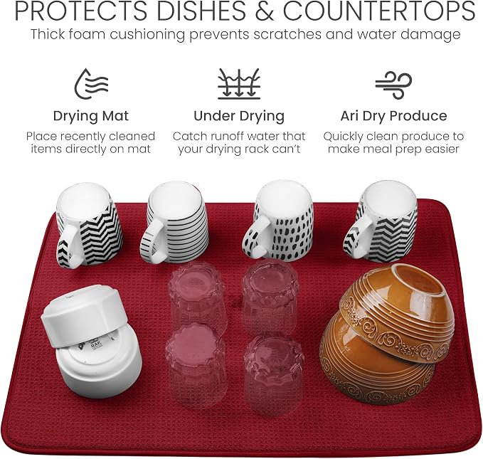 Bellemain XL Dish Mat 24" x 17" Microfiber Dish Drying Mat, Super absorbent - Image 5