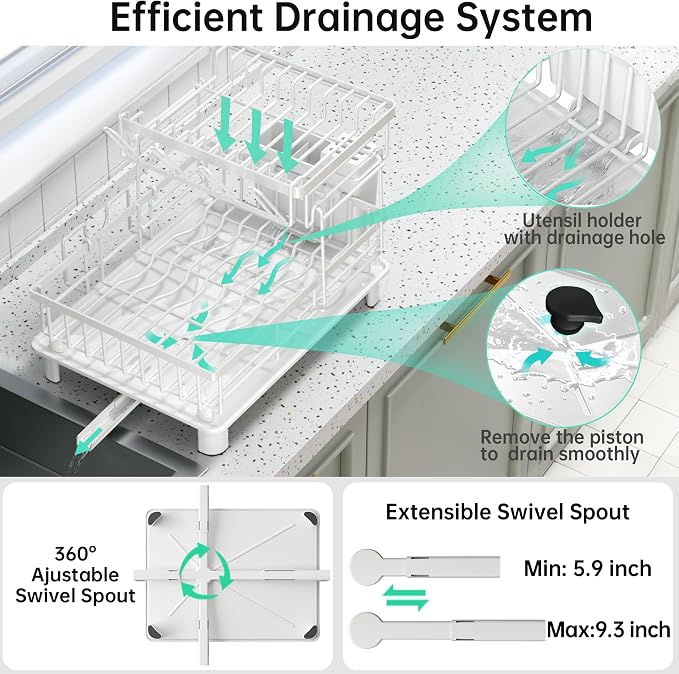 Dish Drying Rack, 2 Tier Dish Racks - Image 4