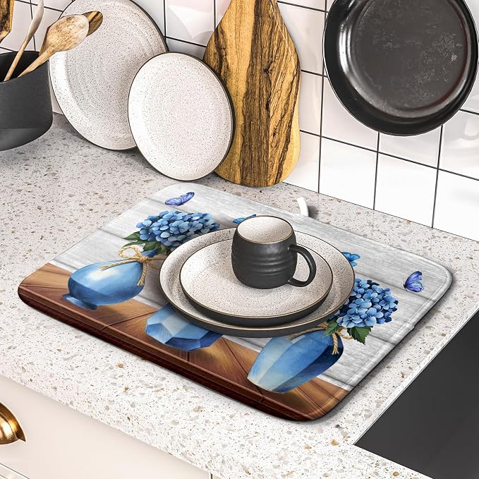 Giwawa Blue Hydrangea Dish Drying Mat - Image 5