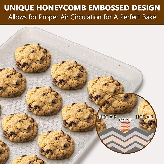 Wildone Baking Sheet Pan Set, Honeycomb Embossed Nonstick Baking Sheet 15x10 In - Image 4