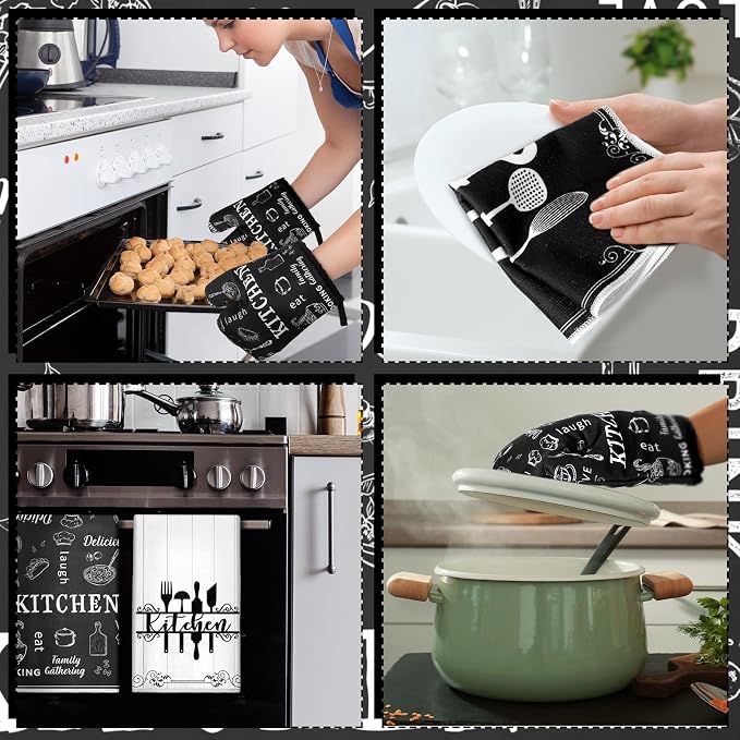 Bencailor 12 Pcs Farmhouse Kitchen Decor and Accessories Sets 4 Black and White - Image 6