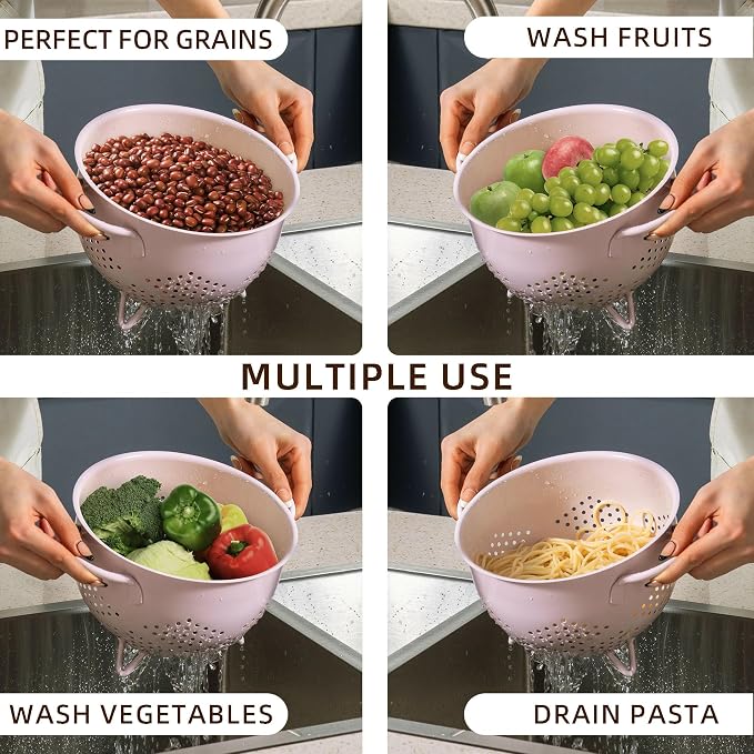 Metal Colander 5 Quart Powder Coated Self-draining Metal Strainer - Image 6