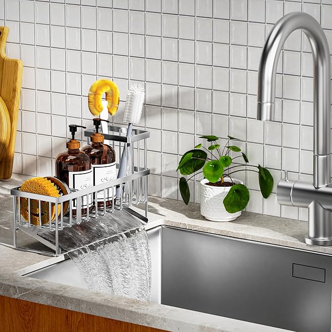 Cisily Extra Large Silver Kitchen Sink Caddy Organzier - Image 4