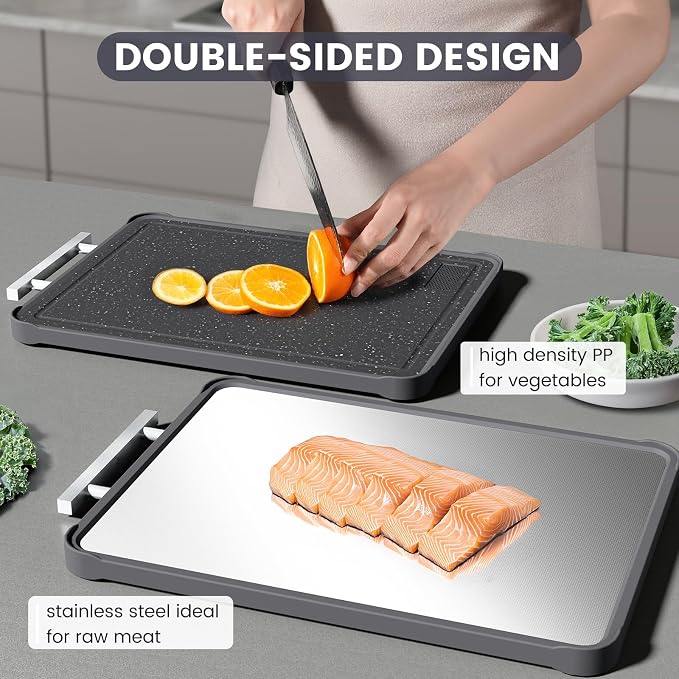 Kikcoin 17"×11" 304 Stainless Steel Cutting Boards - Image 2