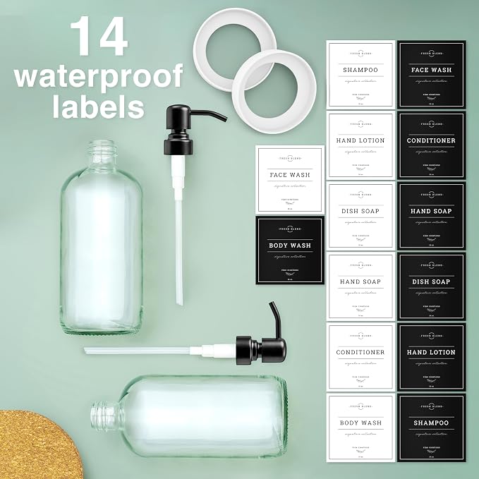 Vine Creations Clear Glass Soap Dispenser, 2 Pack Kitchen Soap Dispenser Set - Image 5