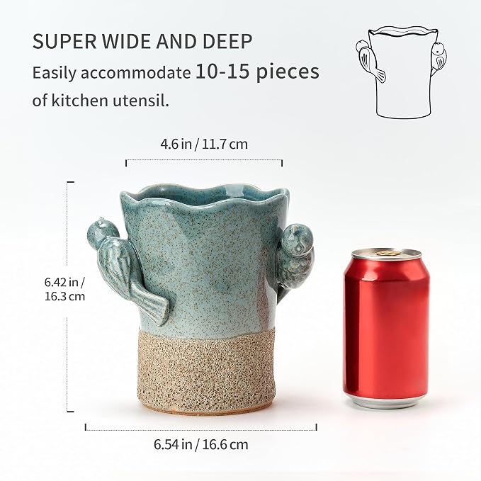 6.38“H Utensil Holder for Kitchen Counter, Modern Farmhouse Cooking Utensil - Image 2