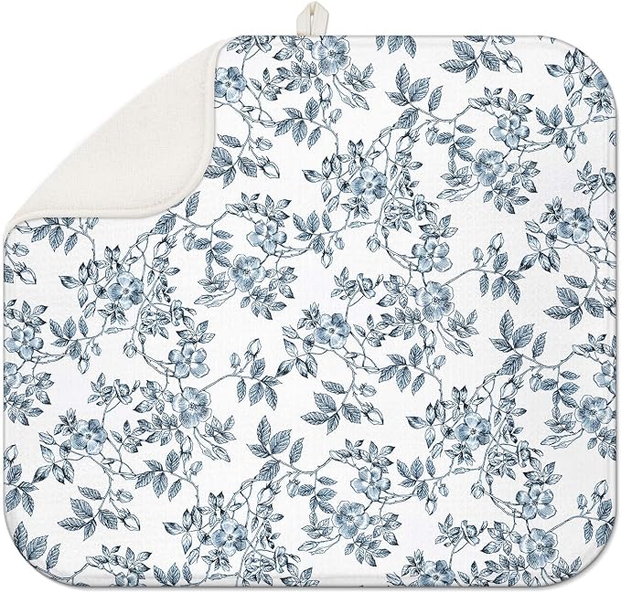 Floral Spring Large Dish Drying Mat by Scritism