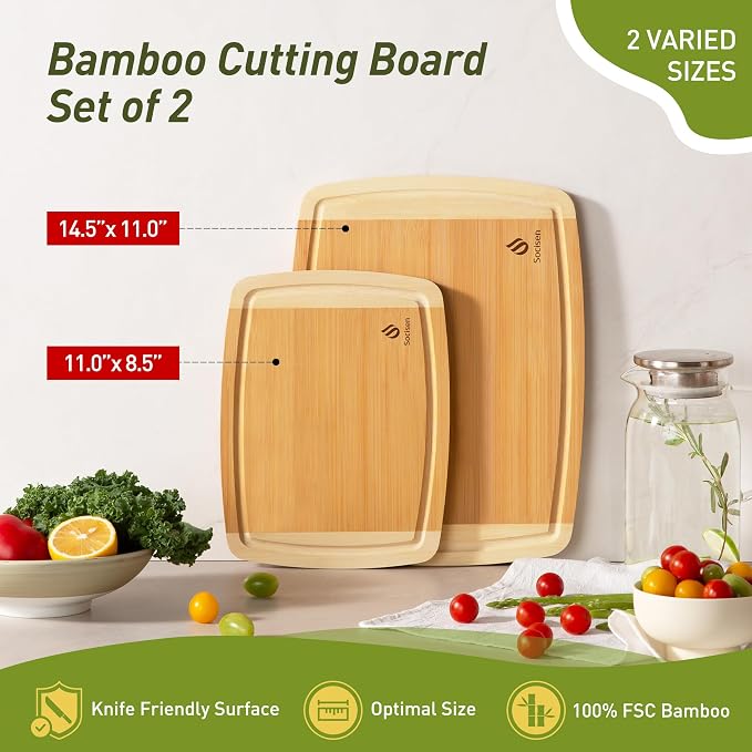 Bamboo Cutting Board Set Non Slip Feet Over Sink Brides Her Wedding Day Bridal - Image 3