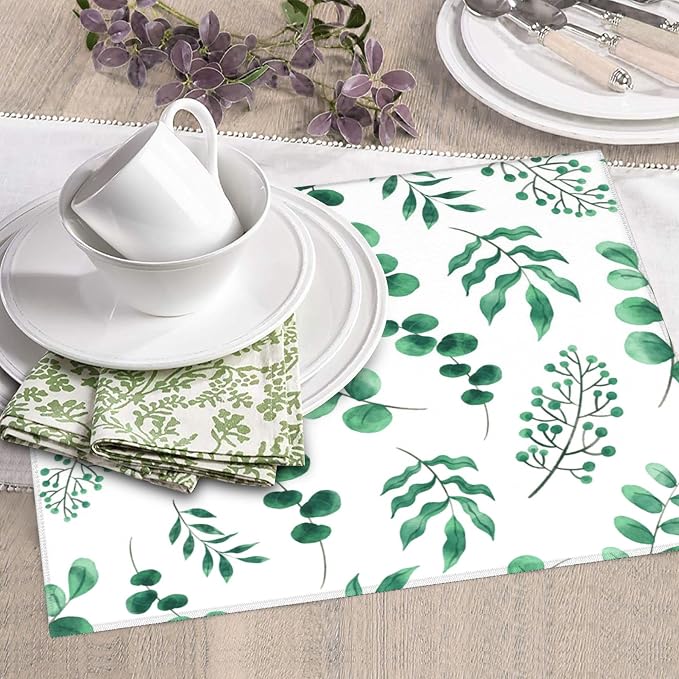 Watercolor Plant Green Leaves Dish Drying Mat - Image 7
