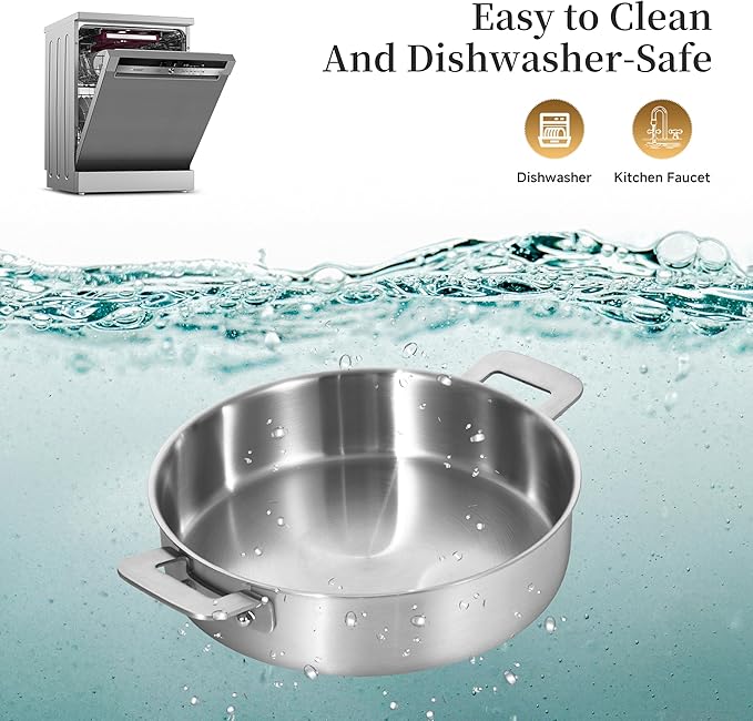LOLYKITCH 8.5-10 Inch Tri-Ply Stainless Steel Frying Pans and 12 Inch Sauté Pan - Image 5