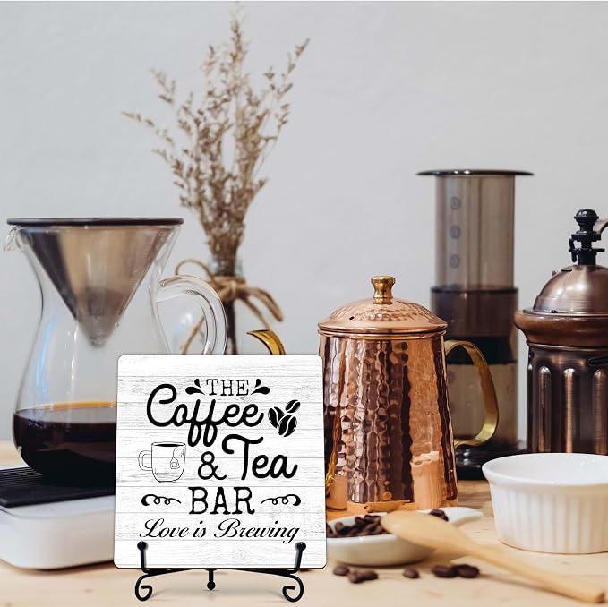 Coffee Bar Sign, Love is Brewing Farmhouse Tabletop Decor, Coffee and Tea Lover - Image 7
