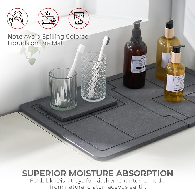 Large Stone Drying Mat for Kitchen Counter, Quick Dry Stone Dishes Mats - Image 7