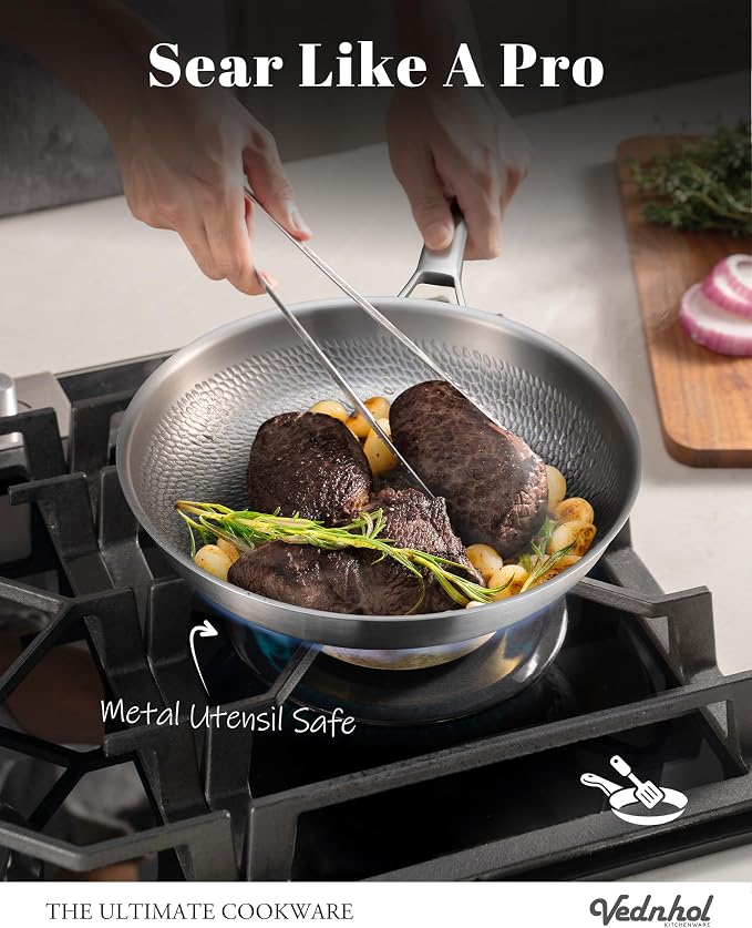 Titanium Pan, 12 Inch Pure Titanium Hammered Pro frying pan - Image 4