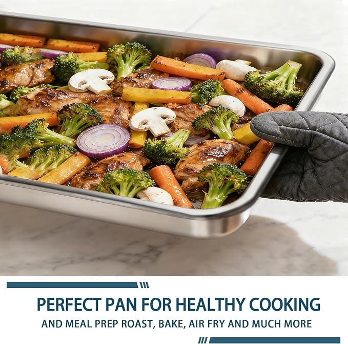 12 Pack Half Size Baking Sheet Pan Set, Aluminum Commercial Quality Cookie Sheet - Image 5