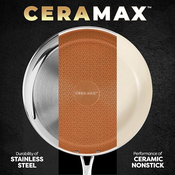 Gotham Steel Ceramax 12 Pcs Tri Ply Hybrid Stainless Steel Cookware Set - Image 2