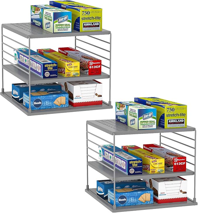 2 PACK Cabinet Organizer- Divided Compartment Holder by WANCHIY