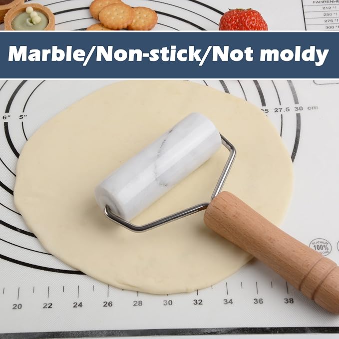Tianman Small Marble Rolling Pin Pizza Roller, Marble Dough Roller Non-Stick - Image 3
