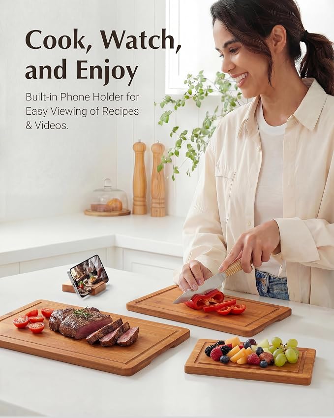 JINGNING Deep-Carbonized Bamboo Cutting Board Set - Image 4